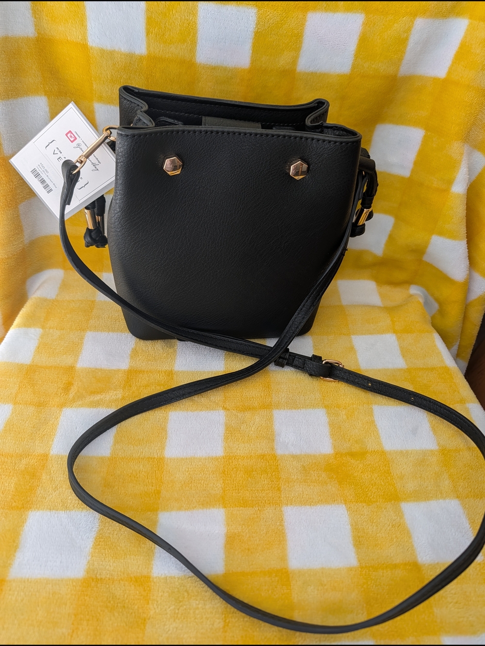Black Bucket Crossbody Bag - Women